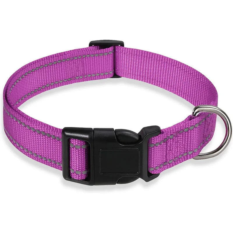 Reflective Dog Collar Strap With Adjustable Safety Nylon Pet Collar Pet Traction Rope Suitable For Small And Medium-Sized Pets - WTN Essentials 