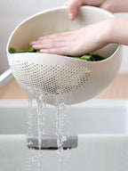 Multi-Purpose Rice Washing Bowl – Colander Drain Basket with Handle