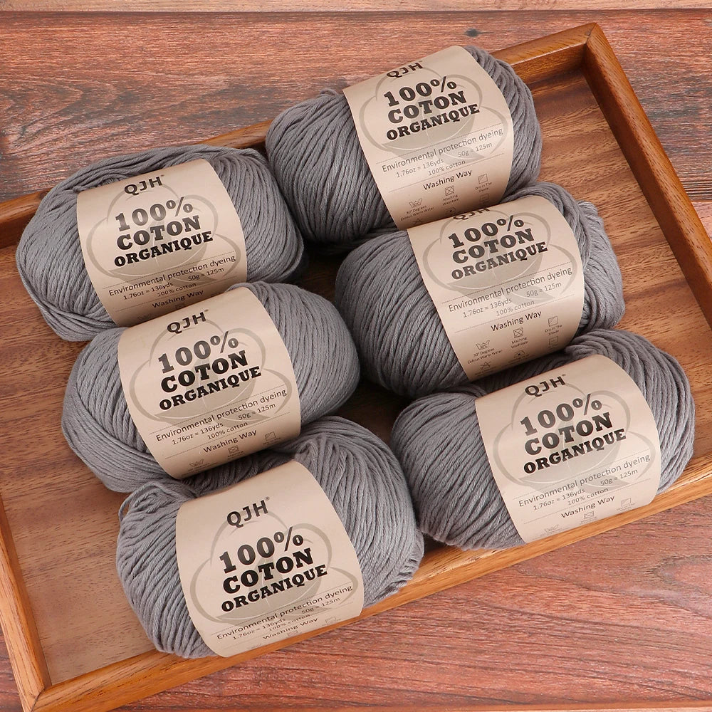 6pcs Cotton Soft Breathable Yarn Thread Set-Perfect for Hand Knitting, Crocheting, Weaving Hats, Scarves, Dolls, Bags, Sweaters