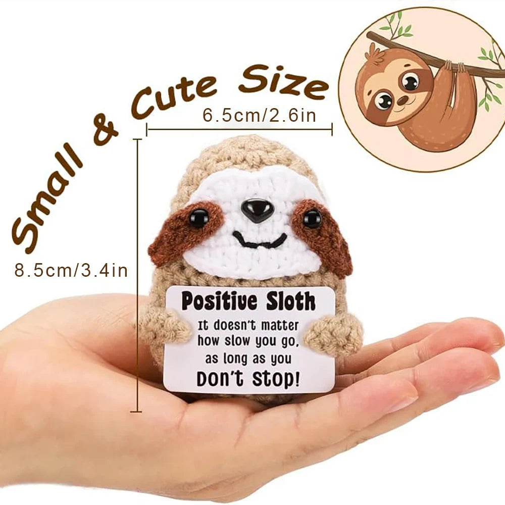 Positive Energy Duck Doll Hug Pocket Mini Handmade Plush Wool Knitting Dolls Funny Emotional Support Crochet Gift for Birthday