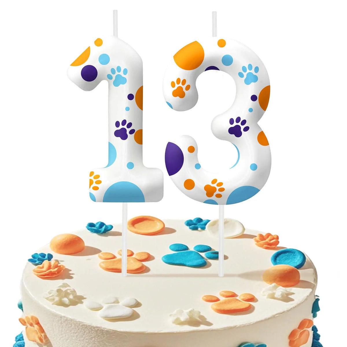 Blue Dog Paw Themed Birthday Candle Number 0-9 Party Decoration Cartoon Dog Paw Candle for Cake Toppers Party Supplies