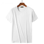 2 Packs Bamboo Fiber Round Neck T-shirts Short Sleeve Classic Tees Sweat-absorbent Gym Man Undershirt Solid Color Tee Black New