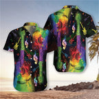 Guitar Bass Pattern Hawaiian Shirts For Men Vintage Musical Instrument 3D Printed Blouse Summer Loose Aloha Shirts Short Sleeves
