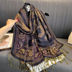 2025 new ethnic style retro shawl cashew flower geometric scarf cloak tassel scarf multi-color variety options available