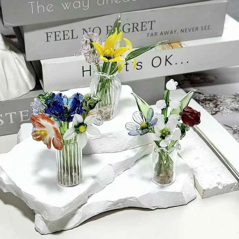 Tulip Glass Ornament Simulated Flower Bouquet Gift Healing Series Girlfriend Life Is One Thousand Times Spring and Bright