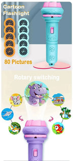 Kids Cartoon Projection Flashlight – Storytelling Projector Toy
