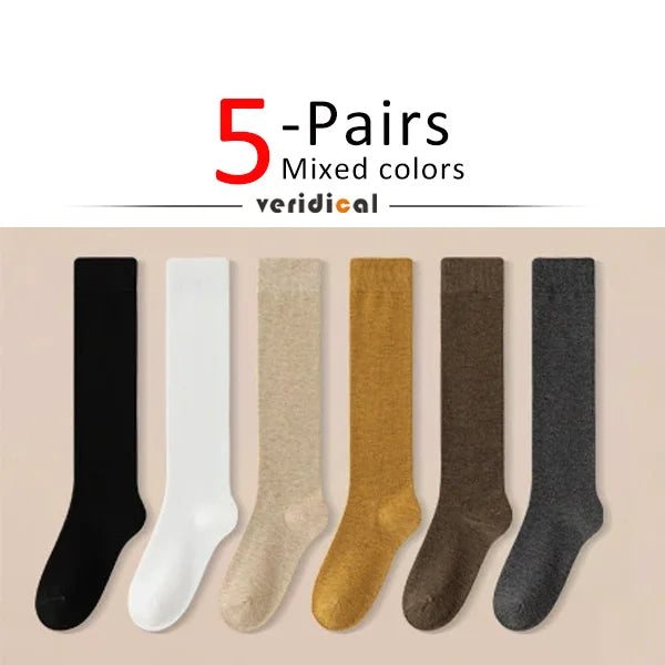 Long Socks Women Stockings Organic Cotton Solid Warm Thigh High Ladies Girls Street Fashion Young Casual Knee Socks Harajuku