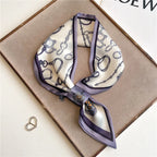 Luxury Brand Horse Print Skinny Neckerchief Scarf For Women Satin Silk Ribbons Bandana Ladies Neck Tie Wrist Wrap Shawl Echarpe