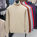 Autumn Mens High Quality Knitted Turtleneck Sweater Slim Fit Long Sleeve Anti-pilling Pullover Solid Color Trend Men Streetwea