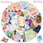 50/100pcs Cartoon Watercolor Dairy Stickers Decals For Phone Laptop Scrapbook Luggage Helmet DIY Graffiti Aesthetic Stickers