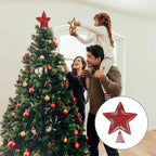 25cm Christmas Tree Top Glitter Gold Silver Star Home Xmas Tree Ornaments Christmas Decoration For Home 2024 Natal New Year 2025
