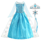 Frozen Elsa Anna Princess Girls Costume Kids Dress Disney Snow Queen Halloween Cosplay Birthday Party Dress Up 2-10 Years