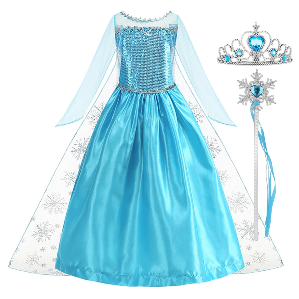 Frozen Elsa Anna Princess Girl Vestidos Costume Kid Dress Disney Snow Queen Halloween Cosplay Birthday Party Dress Up 2-10 Years