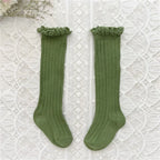 Ruffle Girls Knee High Socks Baby Kids Toddlers Long Soft Cotton Sock Lace Flower Children School Uniform Socks For 0-8Years