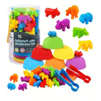 Children Counting and Sorting Toy with Pom Poms and Tweezers Set