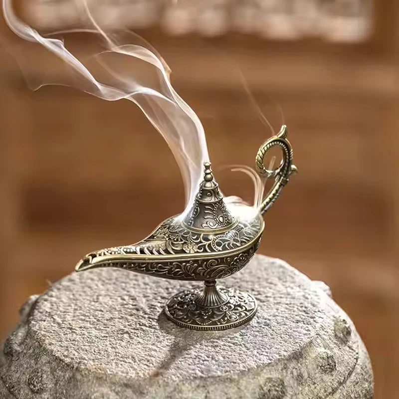 Hot Sale Antique Style Lamp Metal Incense Burner Scented & Unscented Candle Holder Home Decor Gift Arabic Incense Burner