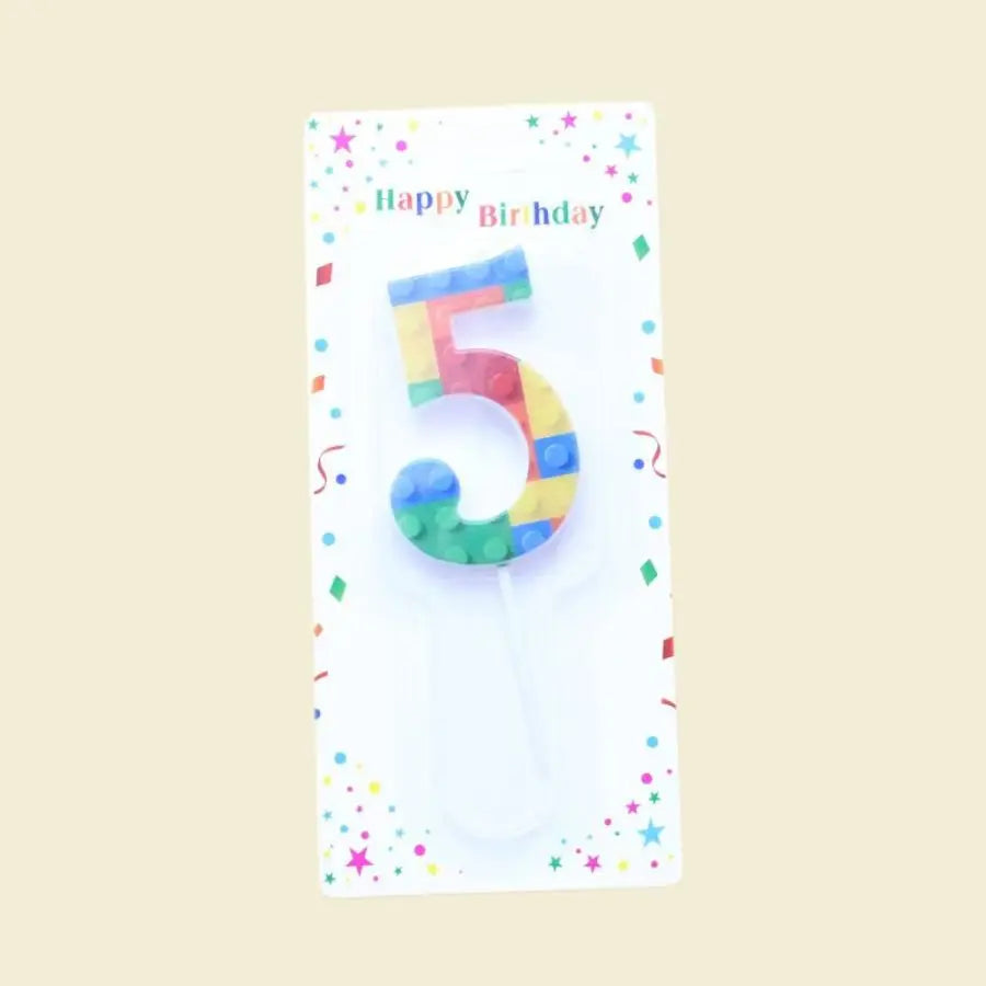 1 PCS  Colored Building Block Shaped Digital Candle Cake Decoration 0-9 Birthday Baking Decoration Plugin