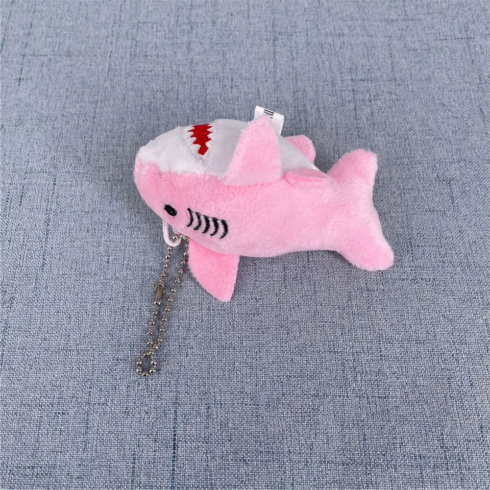 NEW 3Colors , Size 8CM Stuffed Plush Shark Ocean Animal Plush Toy Doll , With Keychain Gift