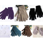 Women Gloves Knitted Solid Autumn Winter Hand Warmer Thicken Lining Skiing Short Wrist Female Full Fingered Mittens