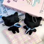 Chococat Plush Keychain Kawaii Black Cat Soft Plush Bag Charm Cute Backpack Purse Key Holder Decoration for Girls Women Gifts