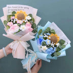 Finished Knitted Flowers Sunflowers Crochet Bouquet Creative Knitted Flowers Valentine Mothers' Day Birthday Graduation Gifts