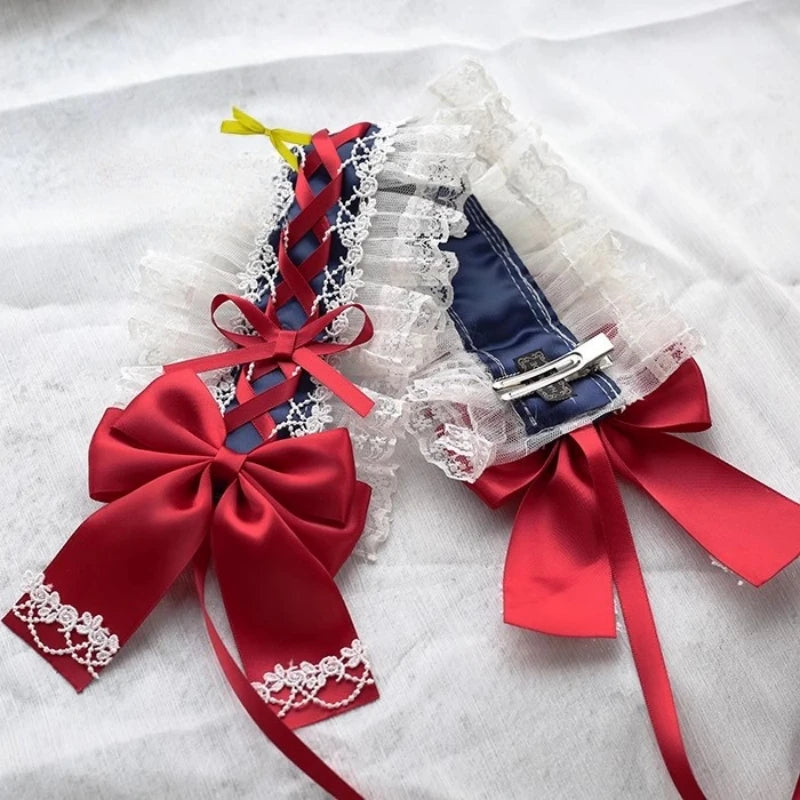 Sweet Hair Hoop Girls Cute Ruffled Cosplay Headband Hair Band Hair Accessories Lace Bow Ribbon Headdress Lolita DIY Headwear