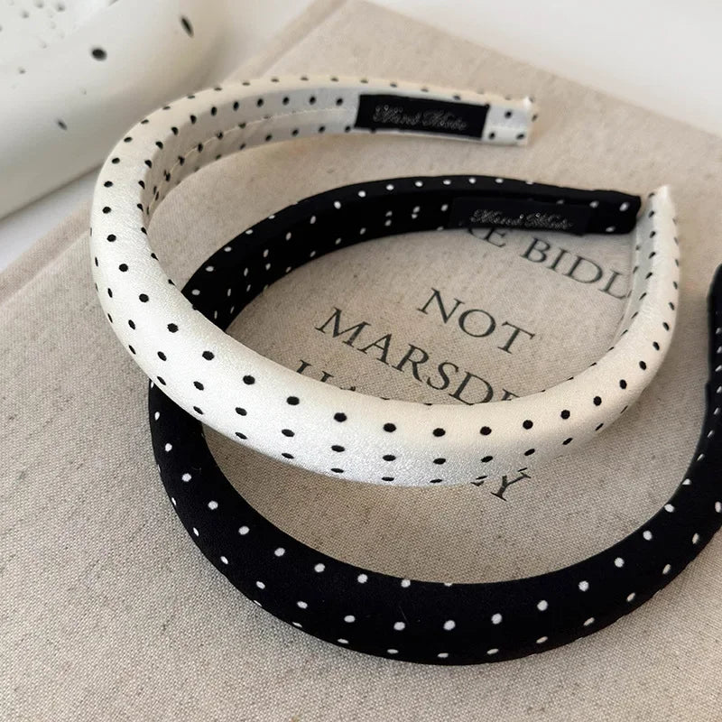 Retro Satin Polka Dot Sponge Headbands for Woman Fashion Temperament Hair Hoop Wash Face Hair Band Female Party Hair Accessories