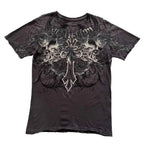 2000s American New Retro Casual Hip-Hop Gothic Print Women Clothing  Fashion T shirt Street Short Sleeved Men And Women Y2K Tops