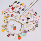 30/60/100pcs Random Mix Enamel/Drip Oil Charms For Jewelry Making Bulk Trinkets Charm Flower Heart Animal Bag Charm DIY Pendant