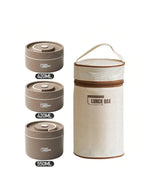 3pcs Microwave Portable Insulated Food Container Lunch Box Stainless Steel Bento Box Insulated Leak Proof Hot Lunch Bag Set