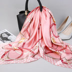 Fashion Kerchief Silk Satin Neck Scarf For Women Print Hijab Scarfs Female 90*90cm Square Shawls and Wraps Scarves For Lady