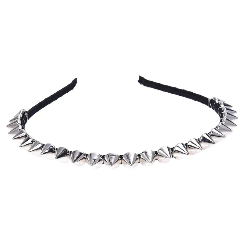 Silver Metal Stud Rivet Spike Headband Hair Head Band Aliceband Punk Girl