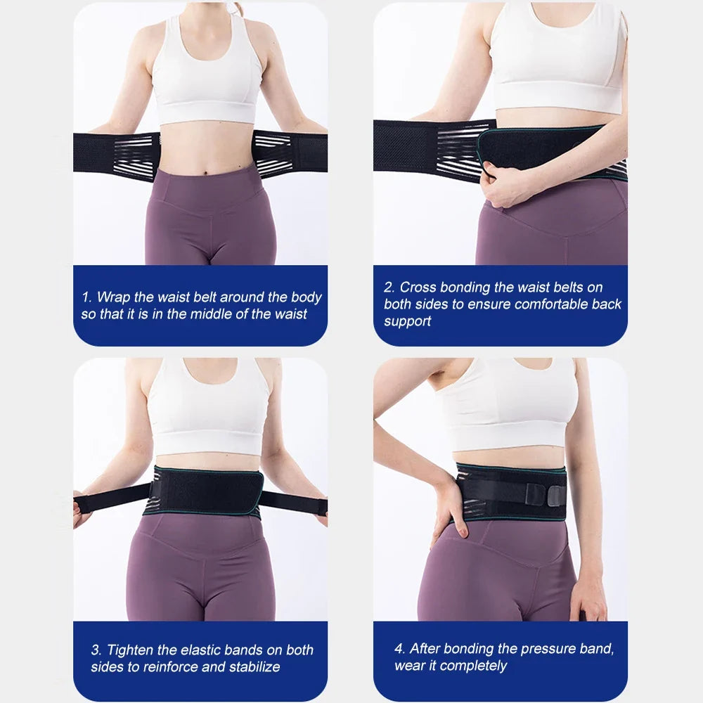 1PCS Lower Back Brace for Pain Relief – Adjustable Lumbar Support Belt for Sciatica- Breathable & Stabilizing with 4 Steel Stays