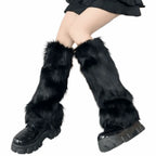 Foot Cover Faux Fur Furry Leg Warmers 40cm Japanese Style Lolita Boots Cover Kawaii Y2K Warm Knee Sleeve Autumn/Winter