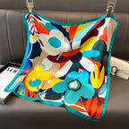 2025 Silk Shawl Print Headscarf Cat Hair Wrap Neckerchief Female Satin Square Scarf For Women Headband Foulard Hijab Bandana