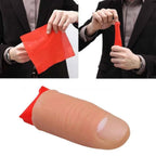 Fashion Finger Magic Tricks phantasy Props Close Up Vanish Appearing Plastic Finger Thumb Tip Red Silk Clothing