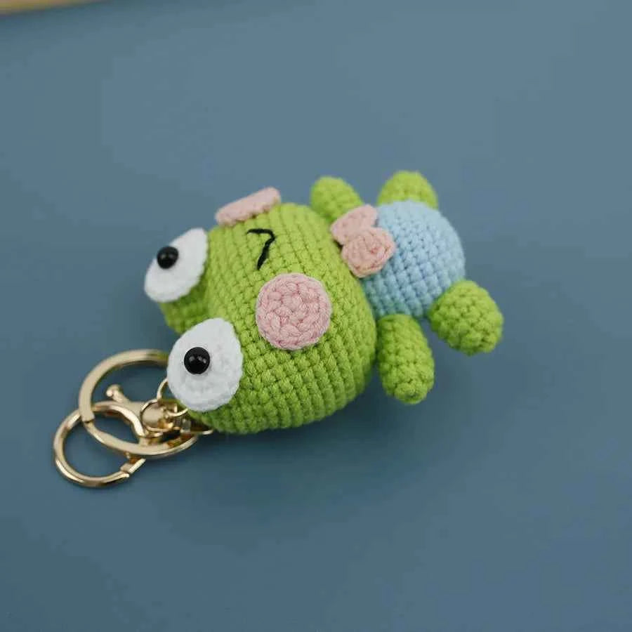 Cute Frog Crochet Keychain Funny Frog Bag Charm
