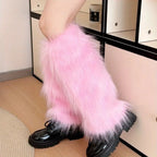 Foot Cover Faux Fur Furry Leg Warmers 40cm Japanese Style Lolita Boots Cover Kawaii Y2K Warm Knee Sleeve Autumn/Winter