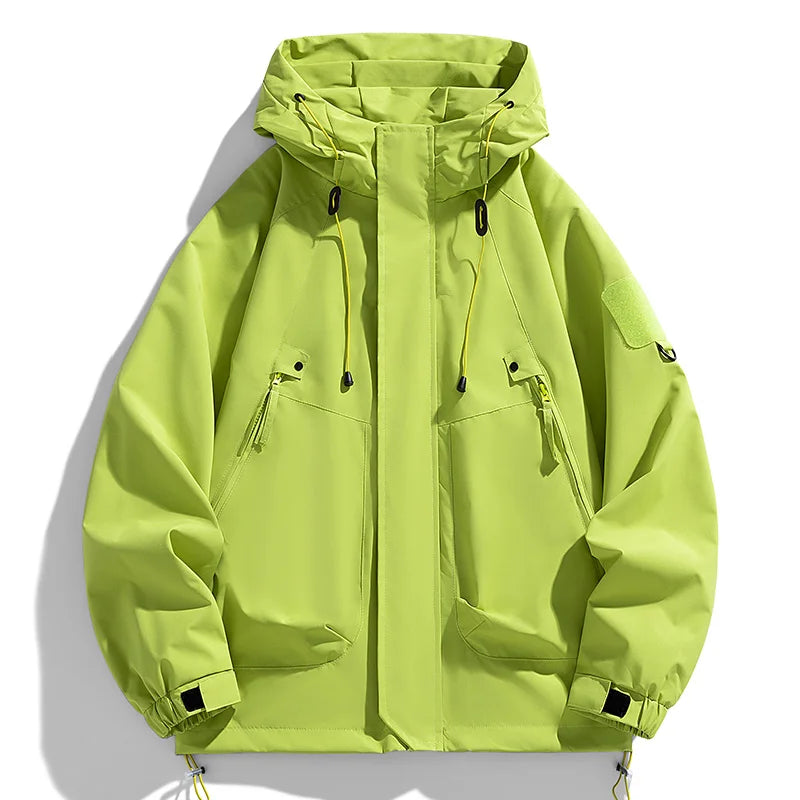 Men’s Waterproof Windbreaker Hooded Jacket – Lightweight Zipper Softshell Bomber for Hiking, Camping & Everyday Wear