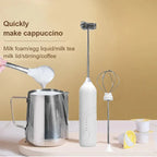 Wireless Milk Frother Electric Type-C Handheld Blender Stainless Steel Mini Coffee Maker Whisk Mixer For Coffee Cappuccino Cream