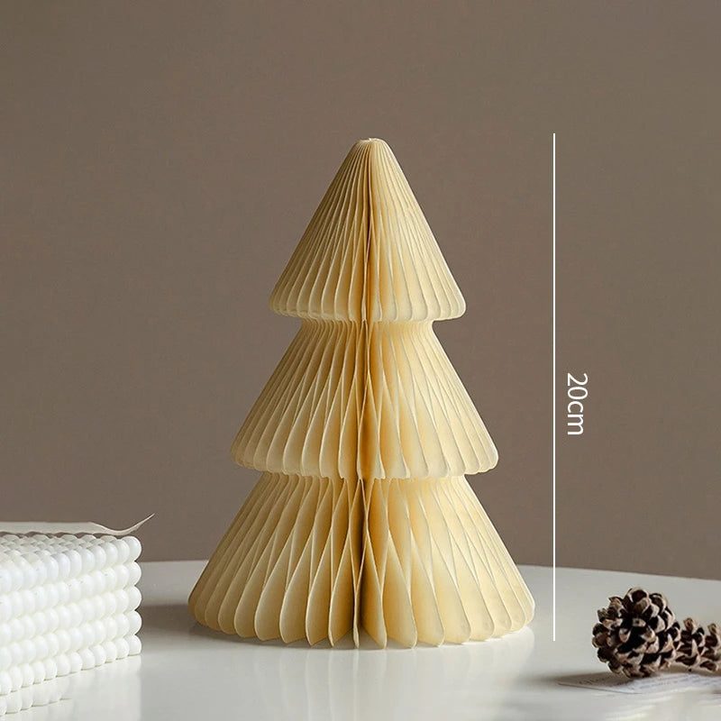 Paper Christmas Tree Ornaments 3D Honeycomb Christmas Tree Decorations Folded Paper 2026 Xmas New Year Desktop Arrangement Decor