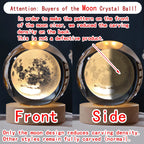 Unique 3D Crystal Ball Night Light Led Lamp Bedside Table Glowing Galaxy Lamp Saturn Planets Moon Birthday Gift Toy 5cm