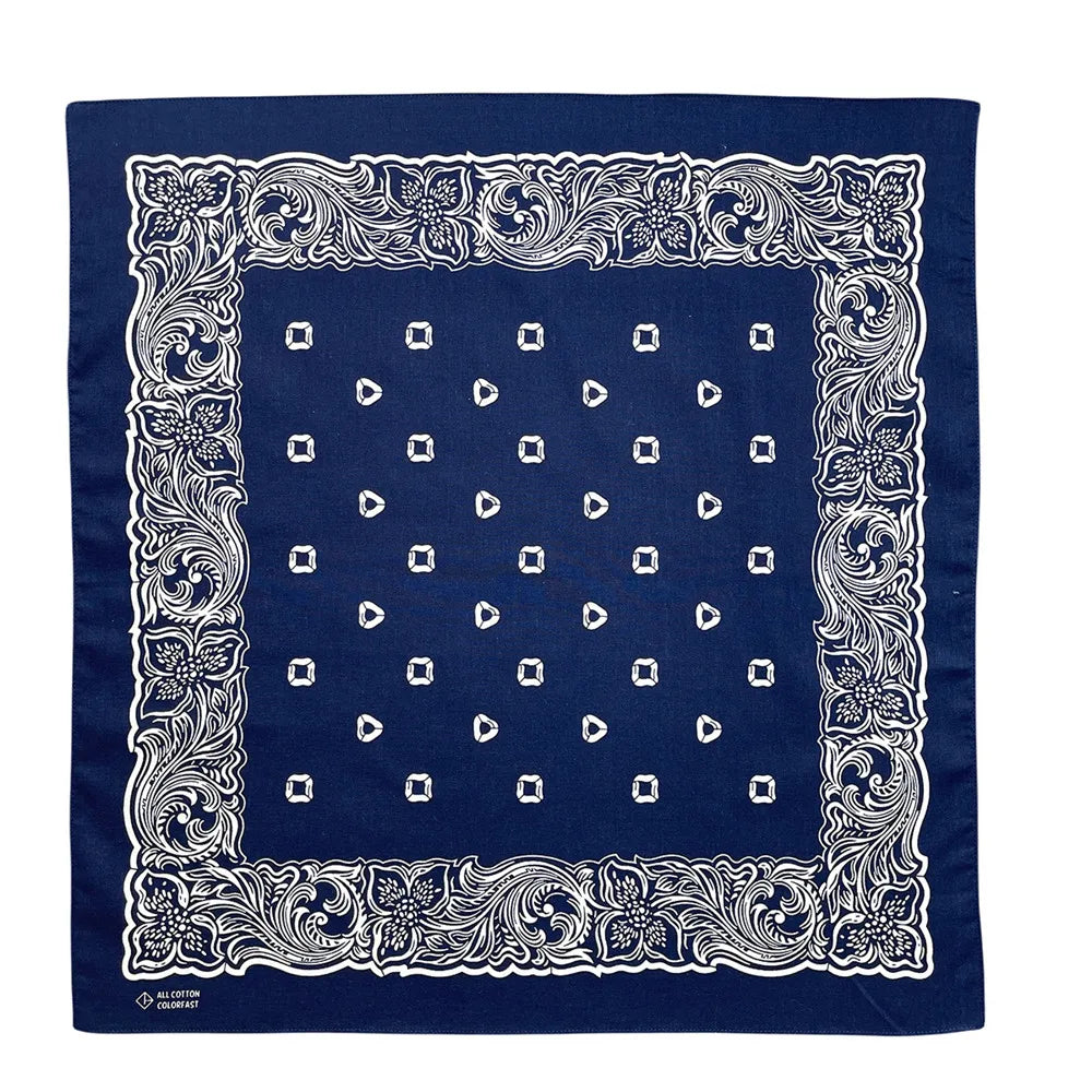 Navy Blue Cashew Hip Hop Cotton Square Bandana Scarf Riding Headband Paisley Gifts For Men Unisex