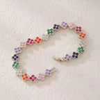 RAKOL Colorful Clover Zircon Bracelet Fashion Charm Gorgeous Charm Exquisite Cute Sweet Shining Crystal Jewelry Gift