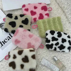 Heart Printed Cute Small Lipstick Cosmetic Bag Travel Makeup Organizer Toiletry Storage Bag Pouch Card Holder Purse Bags