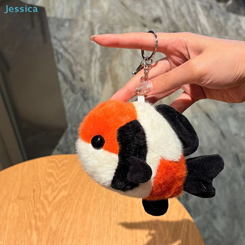 ♥Plush Koi Fish Keychain - Cute Colorful Fish Stuffed Toy Pendant for Backpack, Bag & Key Decoration