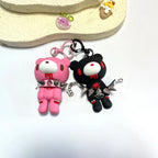 Demon Bear Keychains:Cute Punk Bag Charms with Spiked Collars,Unique Evil Teddy Trinkets,Stylish Collectible Accessories&Gift