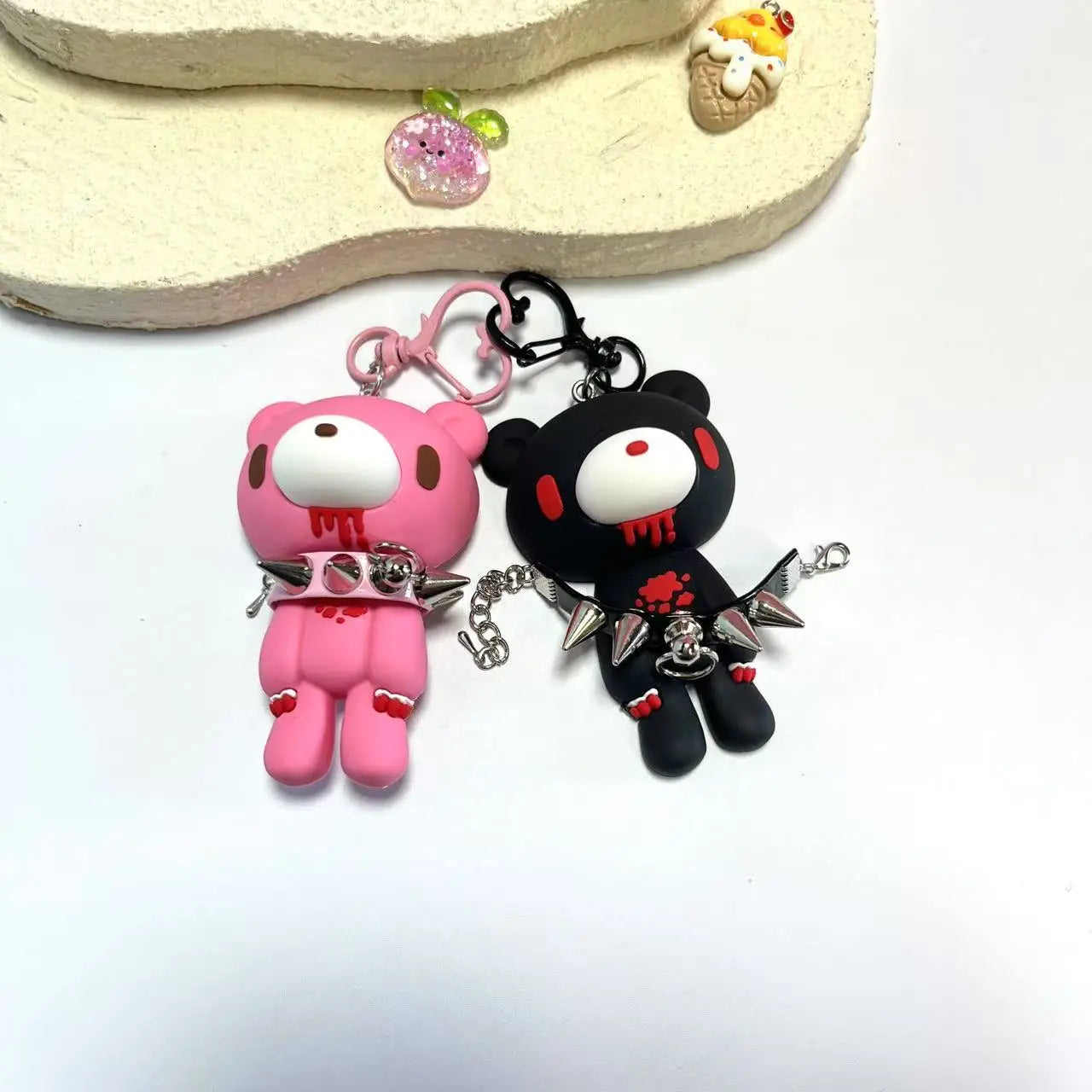Demon Bear Keychains:Cute Punk Bag Charms with Spiked Collars,Unique Evil Teddy Trinkets,Stylish Collectible Accessories&Gift