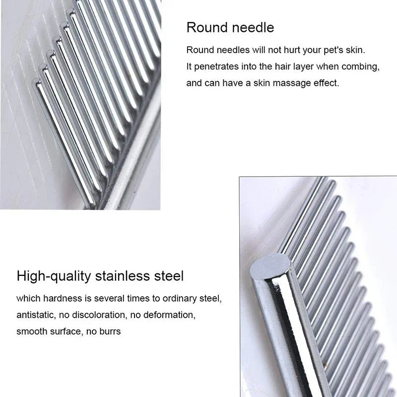 Pet Dematting Comb Stainless Steel Pet Grooming Comb for Dogs and Cats Gently Removes Loose Undercoat Flea Comb Pretty&Better - WTN Essentials 