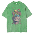 Heavyweight Pure Cotton T Shirts Flowers Emerging Out of Human Eyes and Heads Graphic T-shirts Vintage Van Gogh Style Mens Tops